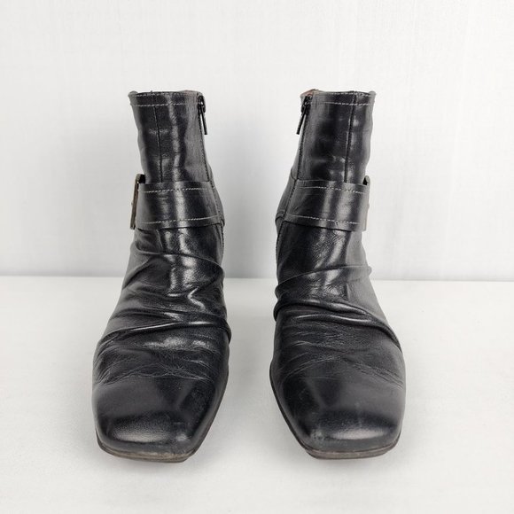 Hispanitas Black Leather Heeled Boots Size 8.5 - Picture 3 of 9